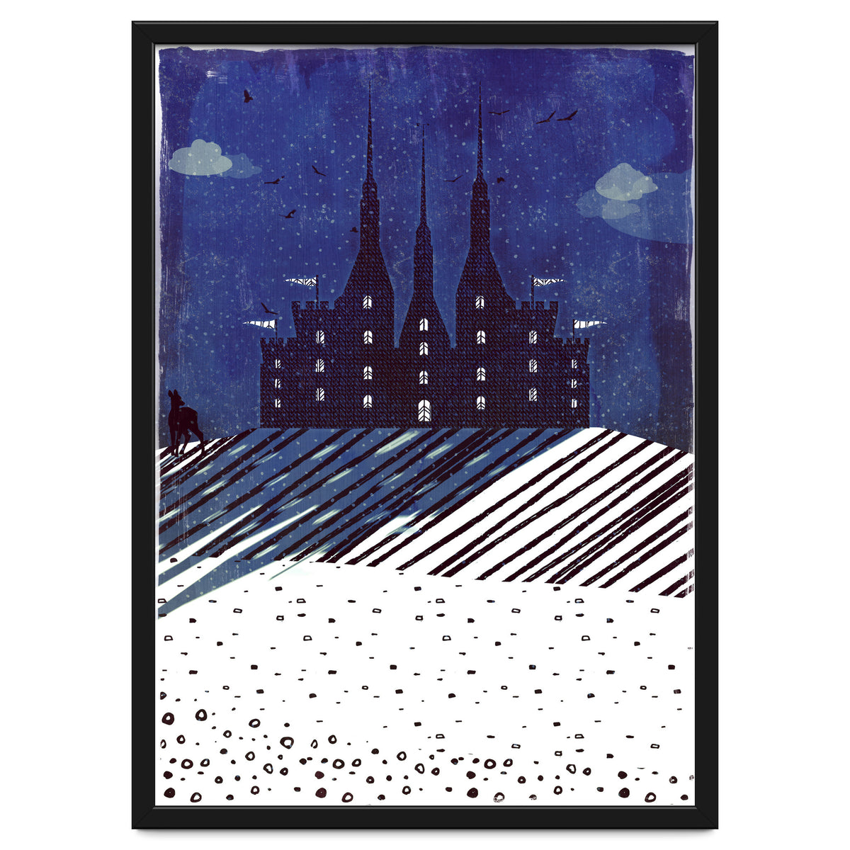 Castle on the hill at night