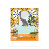 Elephant Bathing in Moroccan Style Bathroom (Print Only) thumbnail