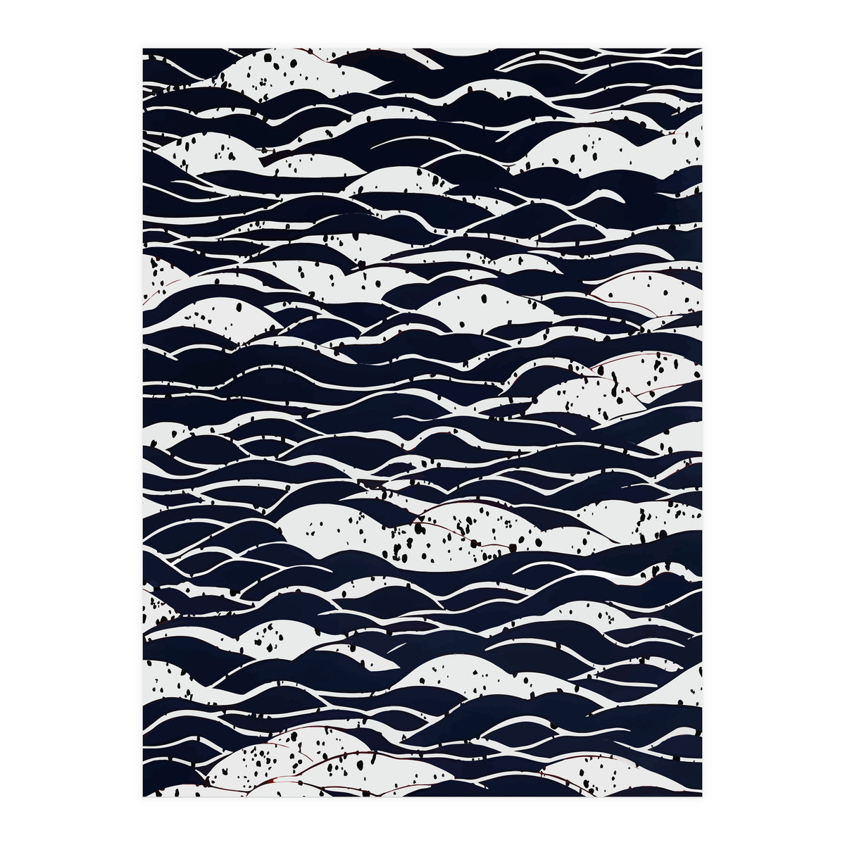 Rain, Abstract Storm Black & White, Monochromatic Line Art Sketch, Simple Eclectic Painting (Print Only)