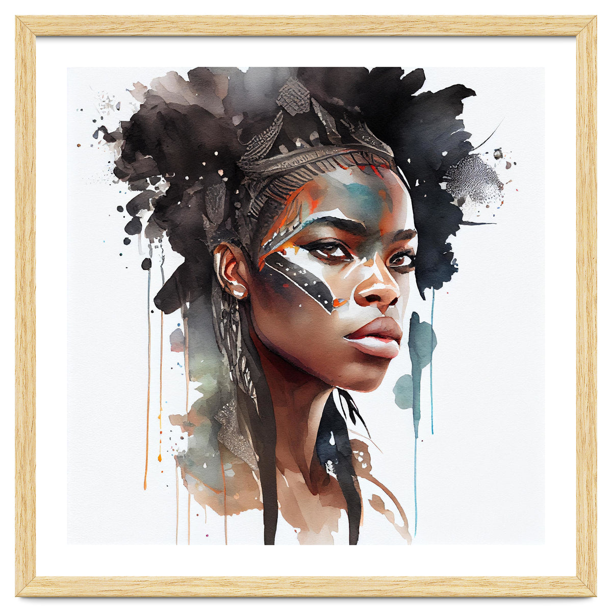 Watercolor African Warrior Woman #6