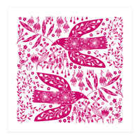 Doves And Flowers Magenta Pink (Print Only)