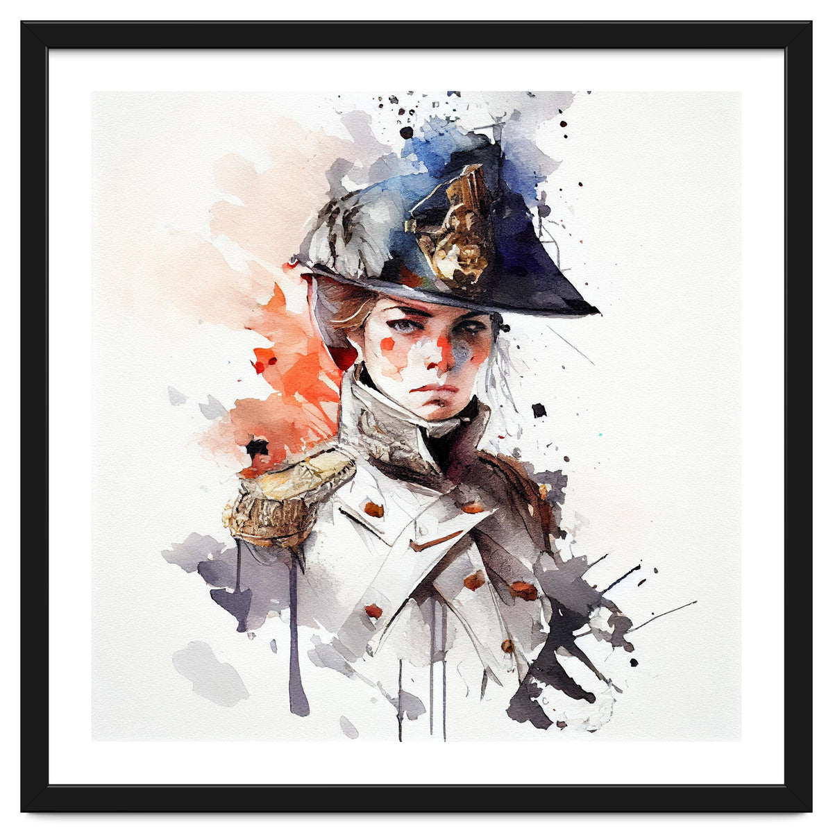 Watercolor Napoleonic Soldier Woman #4