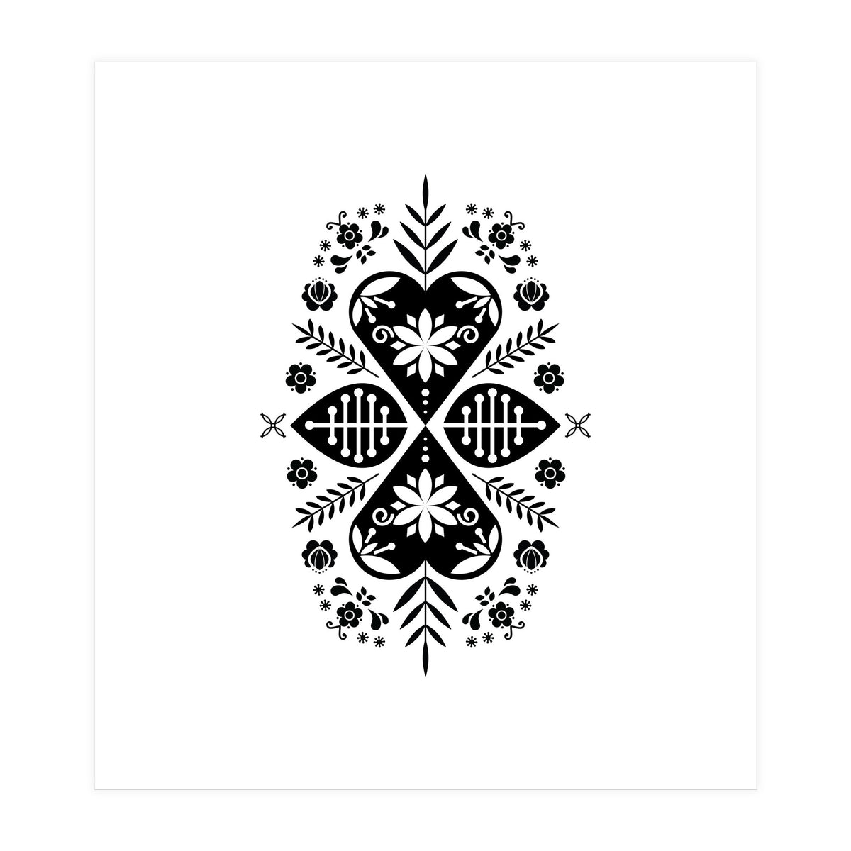 Scandinavian Folk Pattern Monochrome (Print Only)