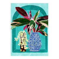 Moroccan Shelfie | Tropical Teal Plants Botanical | Exotic Modern Bohemian Eclectic Décor  (Print Only)