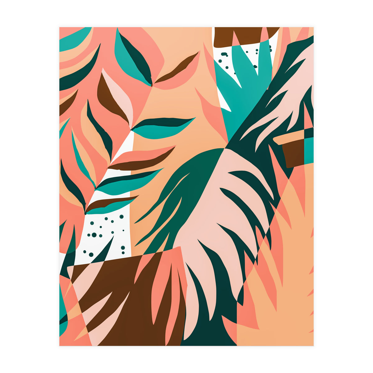 Watching The Leaves Turn, Tropical Autumn Colorful Eclectic Abstract Palm Nature Boho Graphic Design (Print Only)