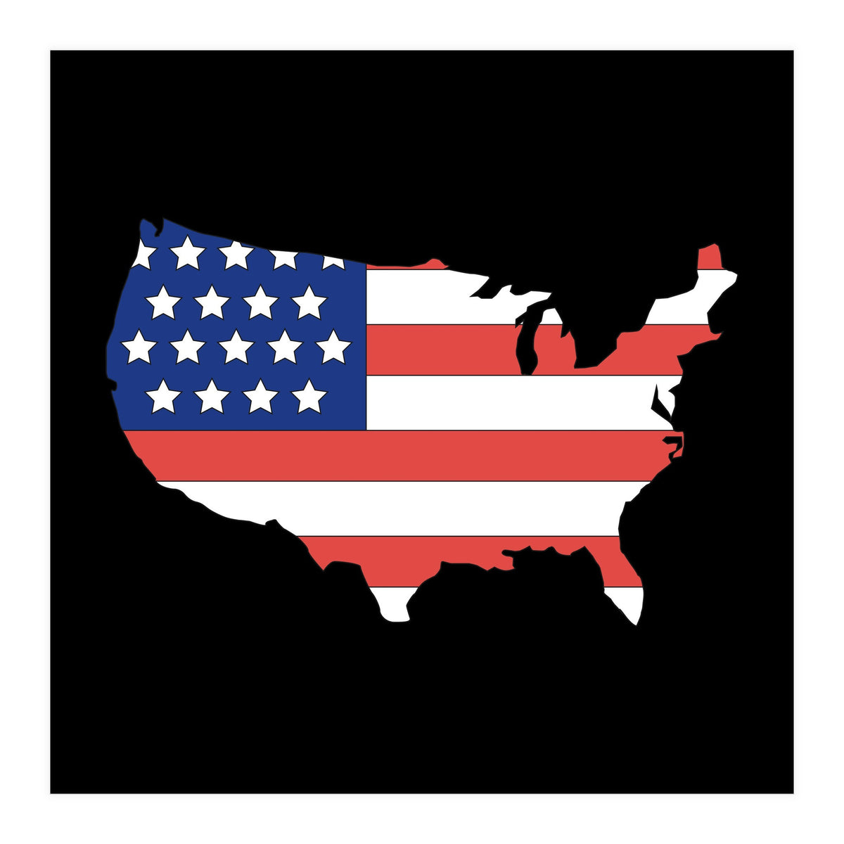 4th Of July, Patriot USA Map (Print Only)