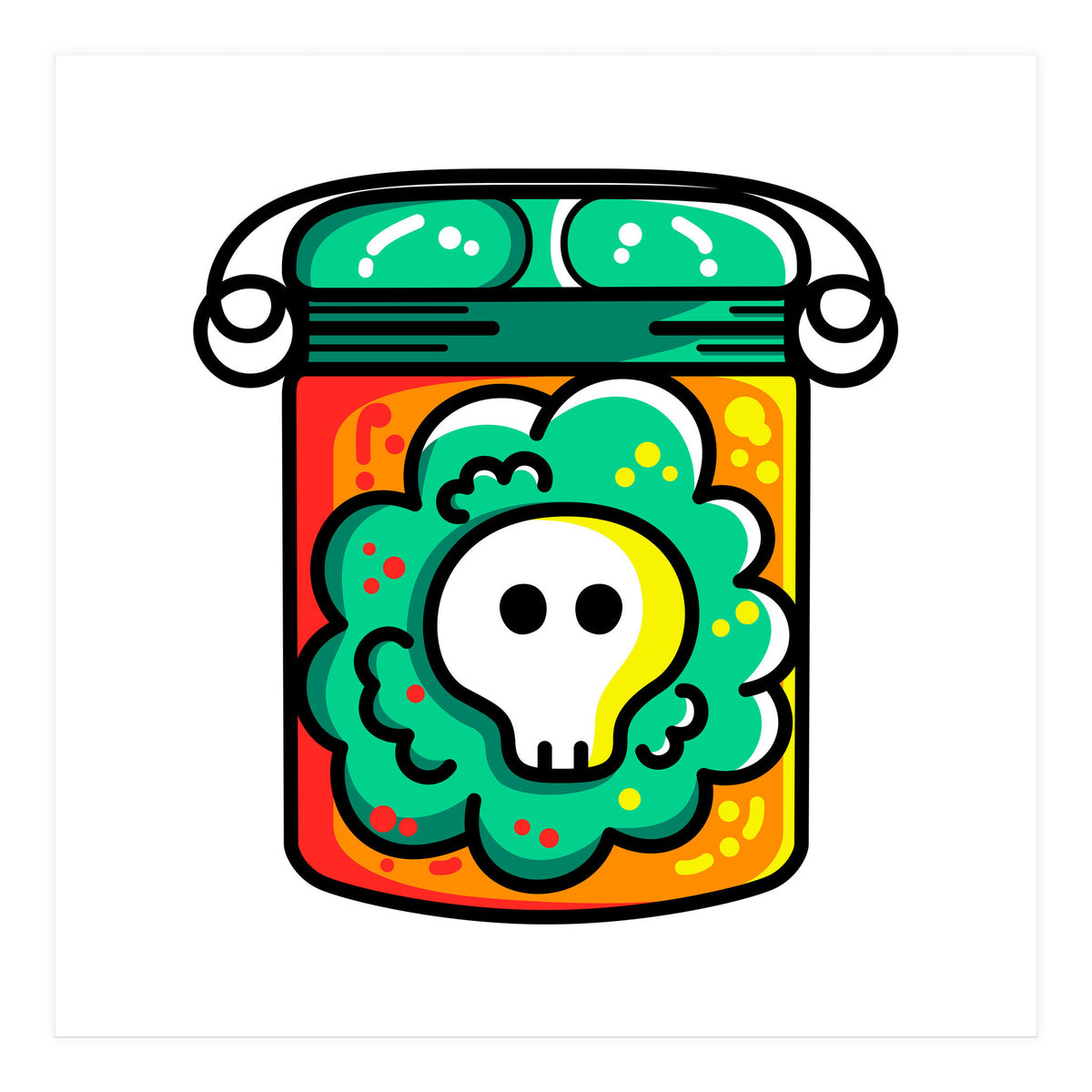 Kawaii Cute Skull In A Jar (Print Only)