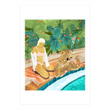 The Wild Side, Human & Nature Connection, Woman With Cheetah Cat, Tiger Painting (Print Only) thumbnail