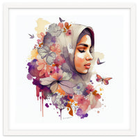 Watercolor Floral Muslim Arabian Woman #6