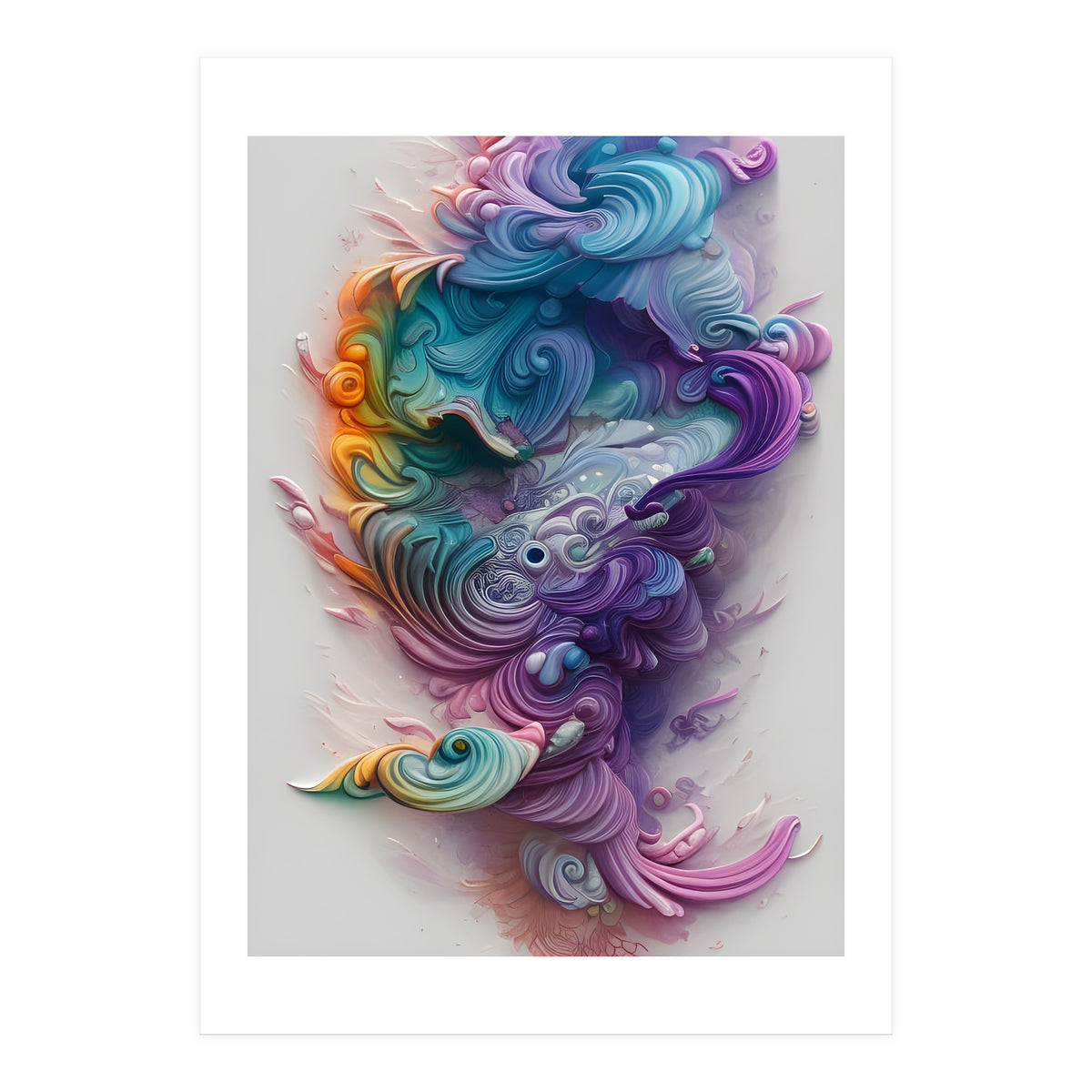 Wavy Rainbow Pastels AI Art (Print Only)