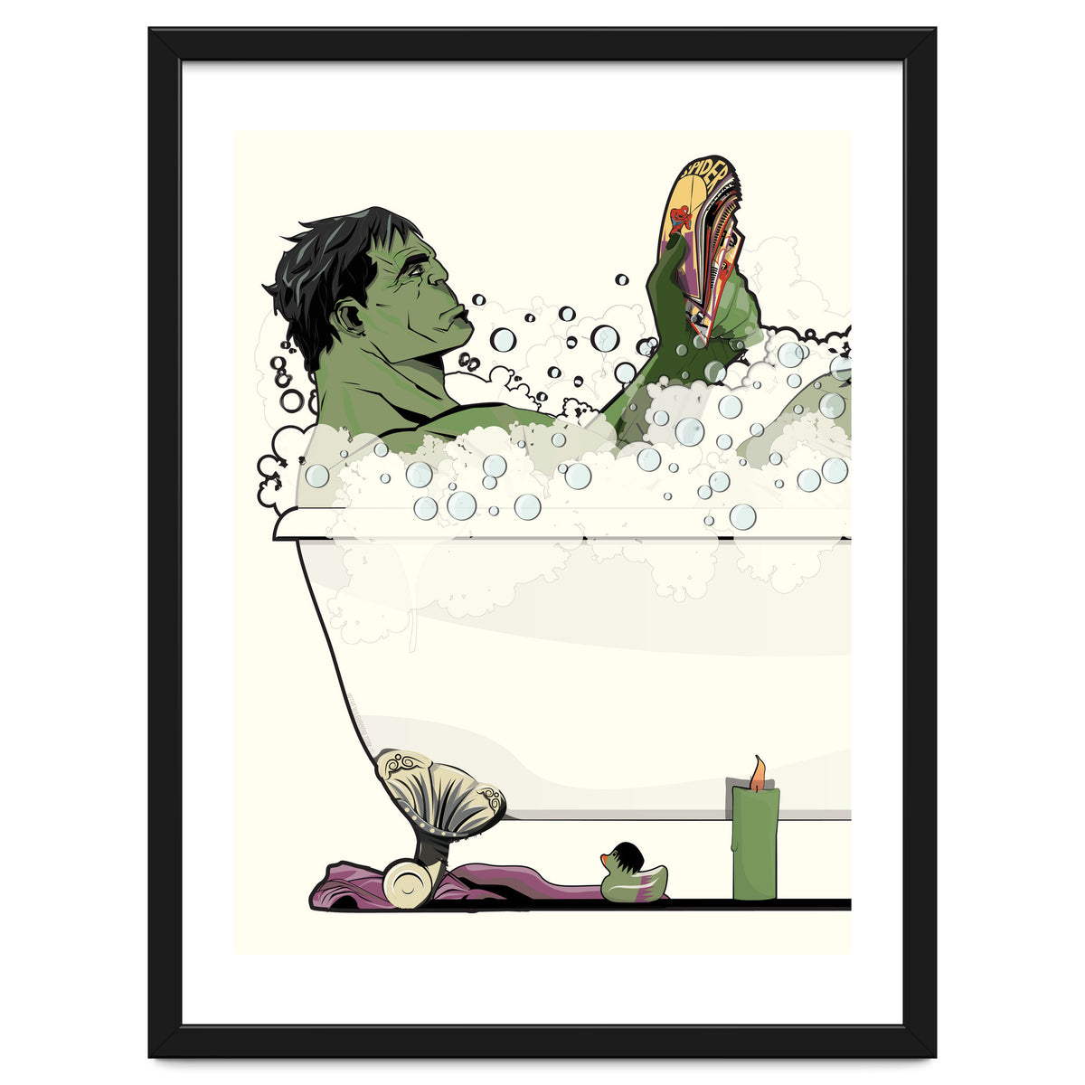 The Incredible Hulk in the Bath, funny Bathroom Humour