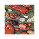 Tomatoes and bell peppers, healthy table (Print Only) thumbnail