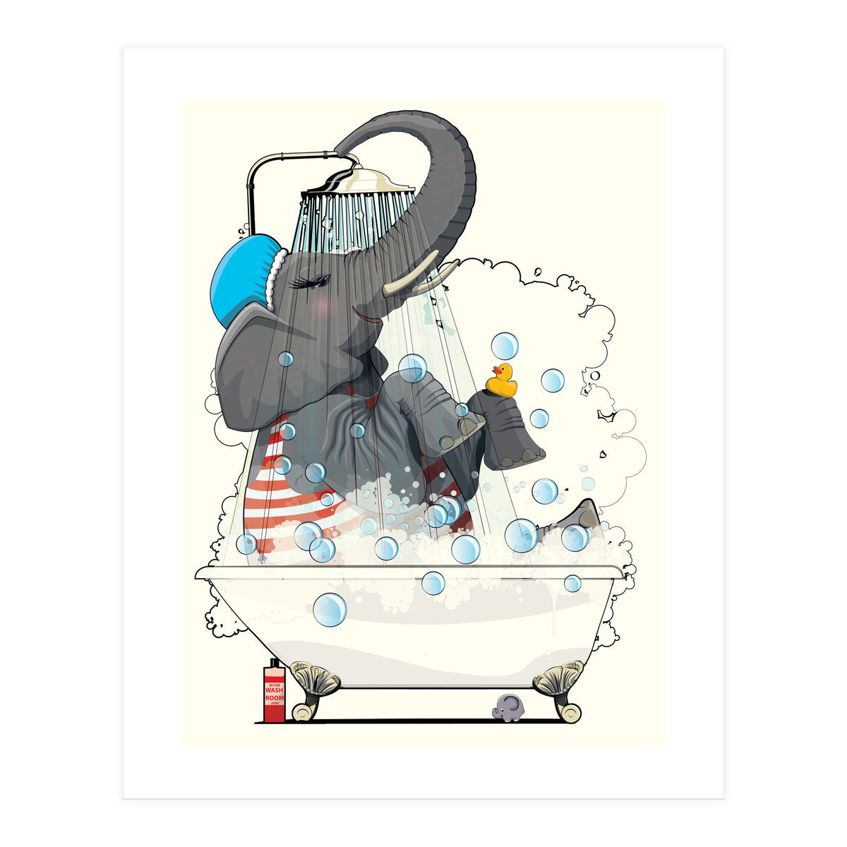 Elephant in the Bath, Funny Bathroom Humour (Print Only)