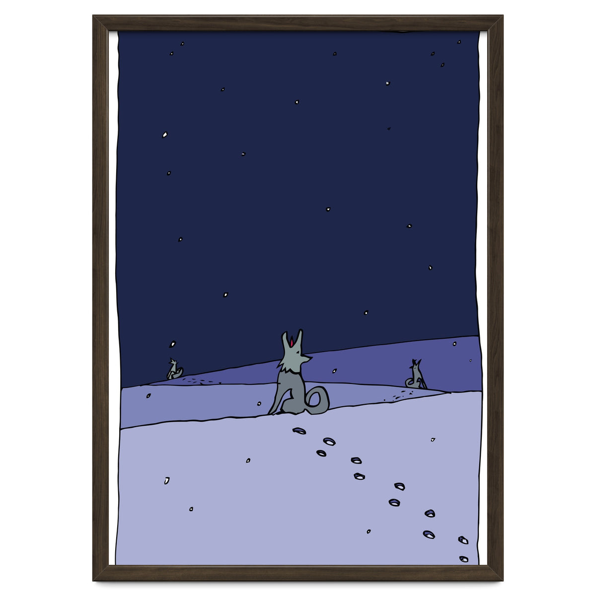 Dogs in Winter Night