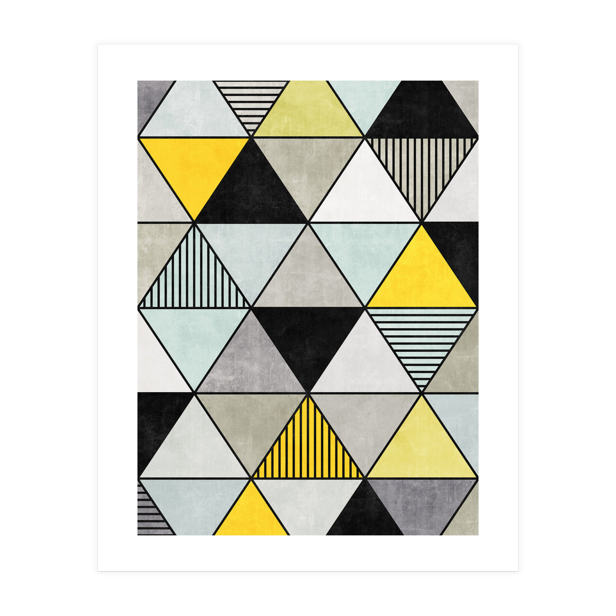 Colorful Concrete Triangles 2 - Yellow, Blue, Grey (Print Only)
