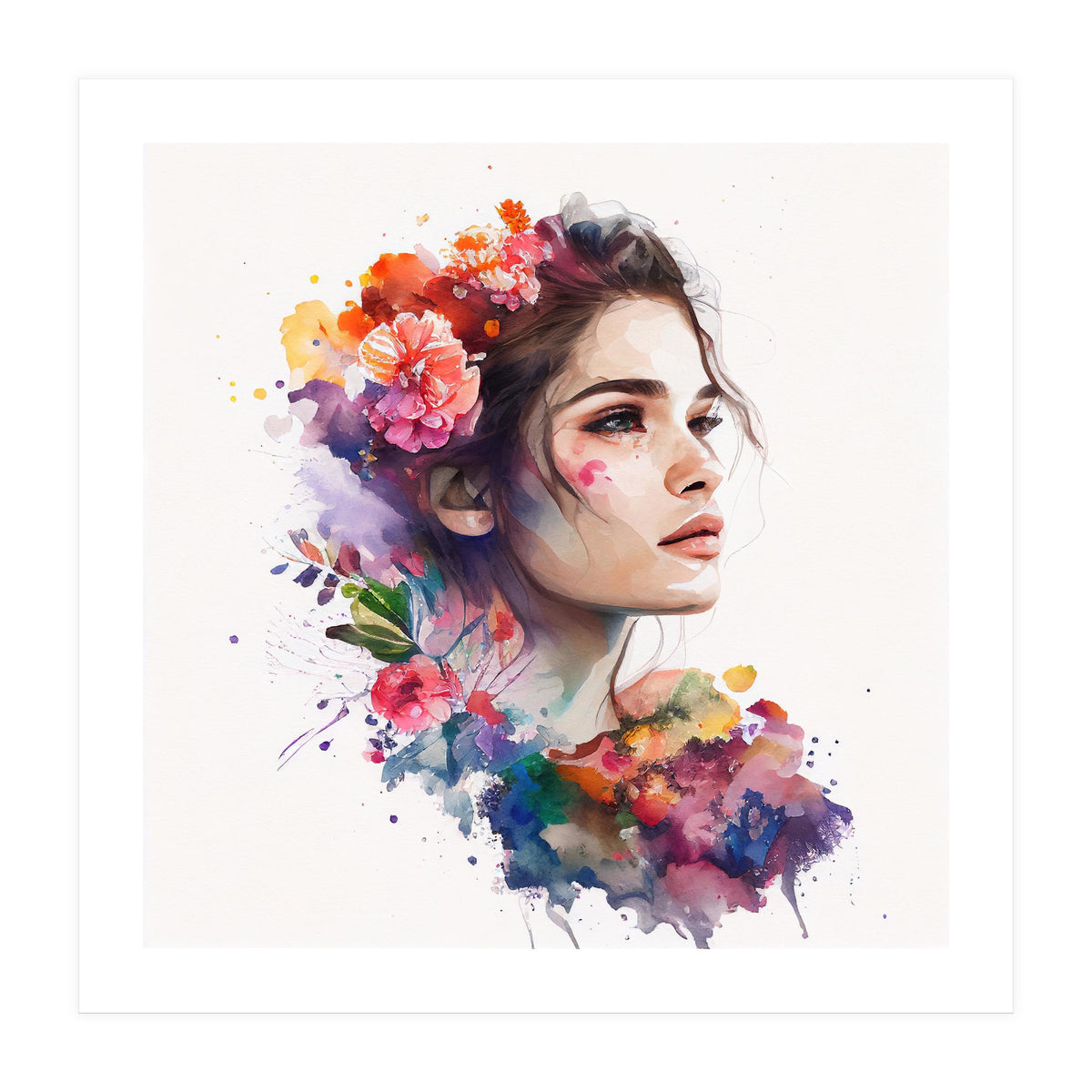 Watercolor Tropical Woman #19 (Print Only)