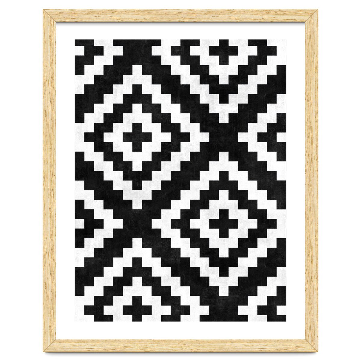 Urban Tribal Pattern No.17 - Aztec - Black and White Concrete