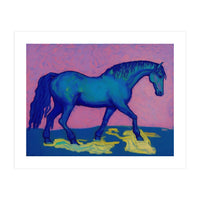 Blue Horse Abstract Painting (Print Only)