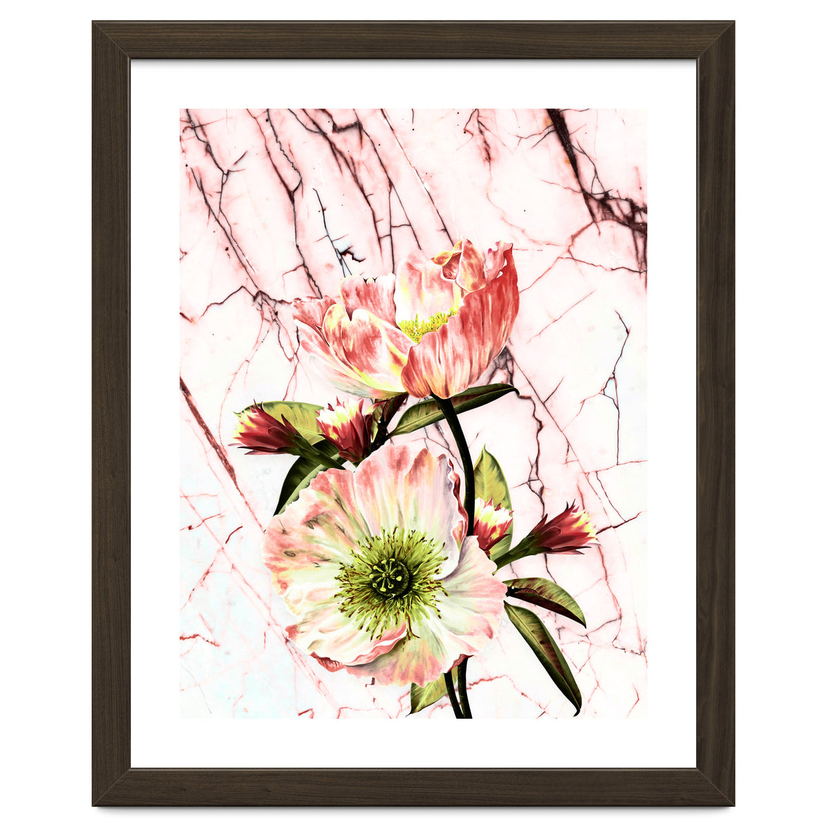 Flowering on pink marble