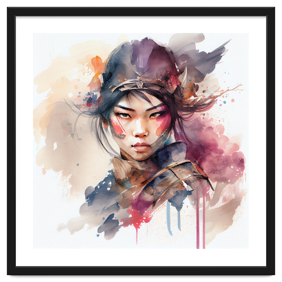 Watercolor Asian Warrior Woman #3