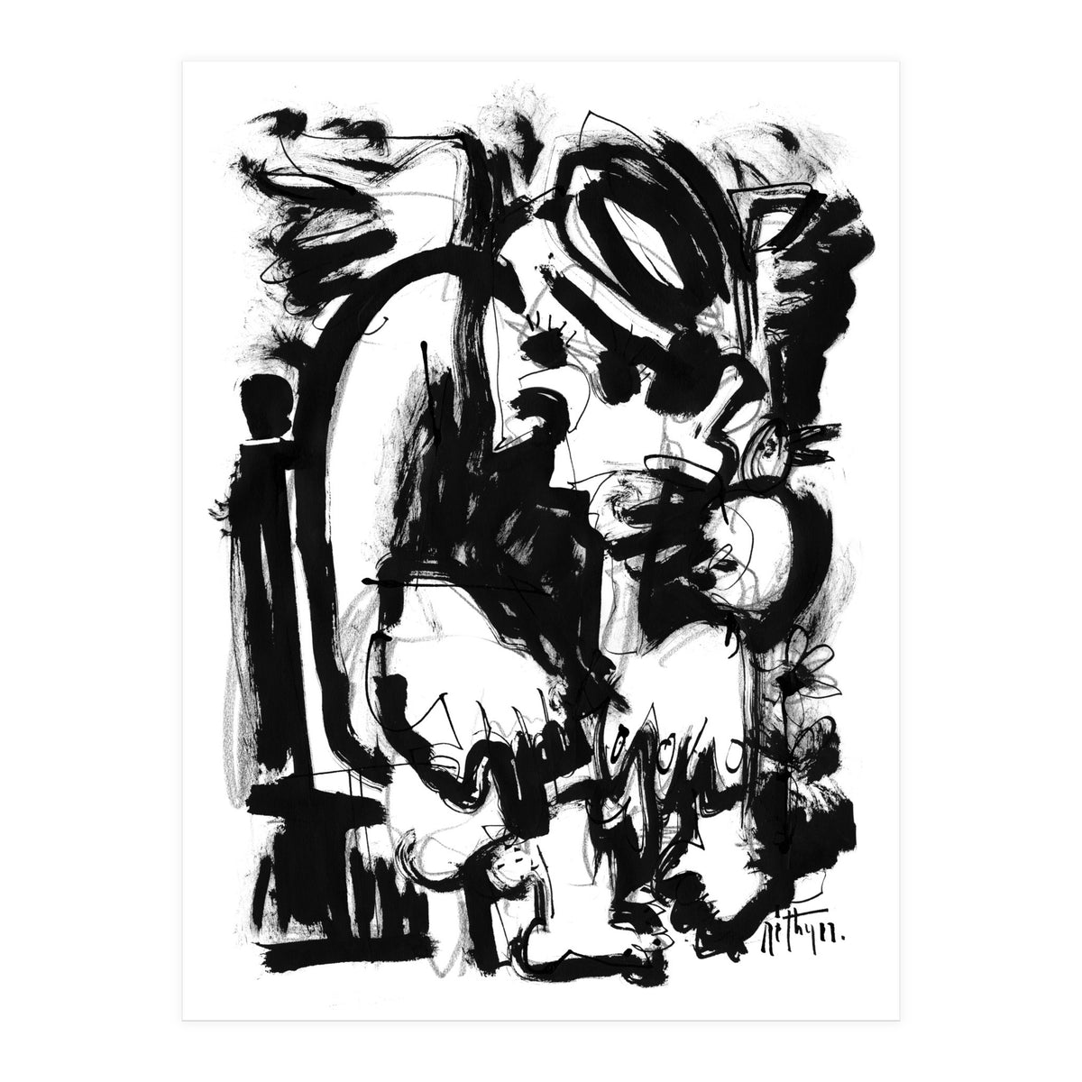 Saint With Bird - b&w (Print Only)