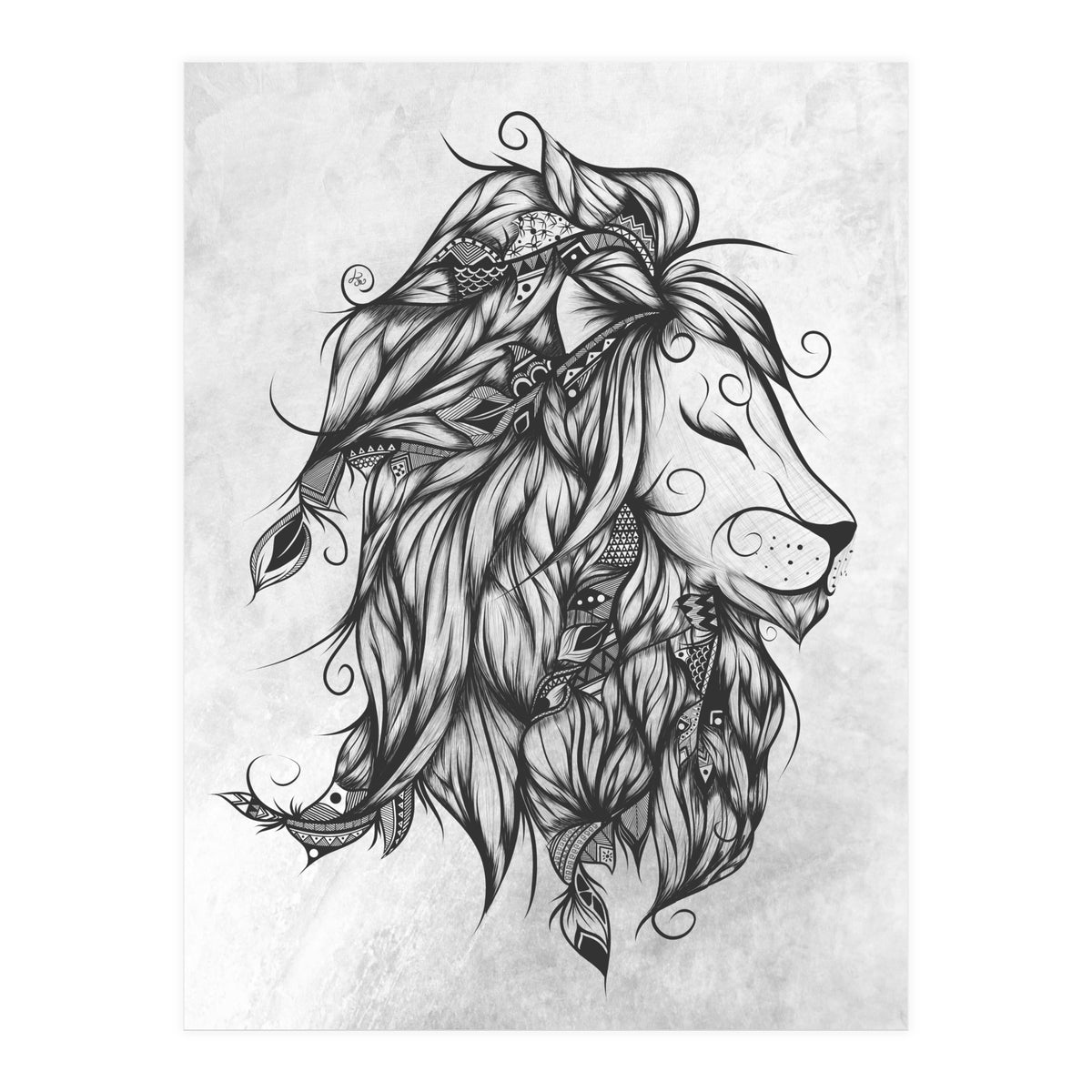 Poetic Lion B&w (Print Only)