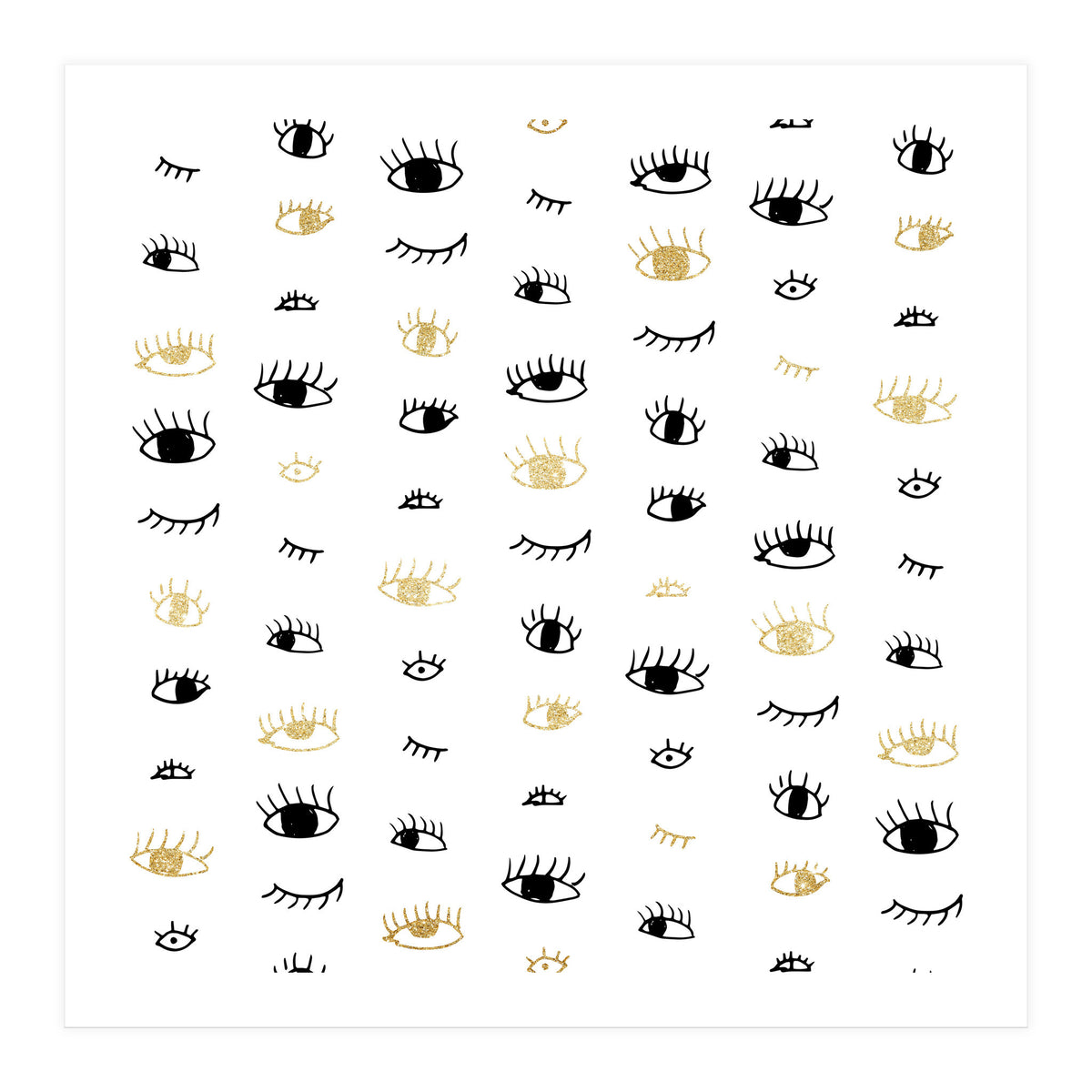 Gold and black eyes and lashes pattern (Print Only)