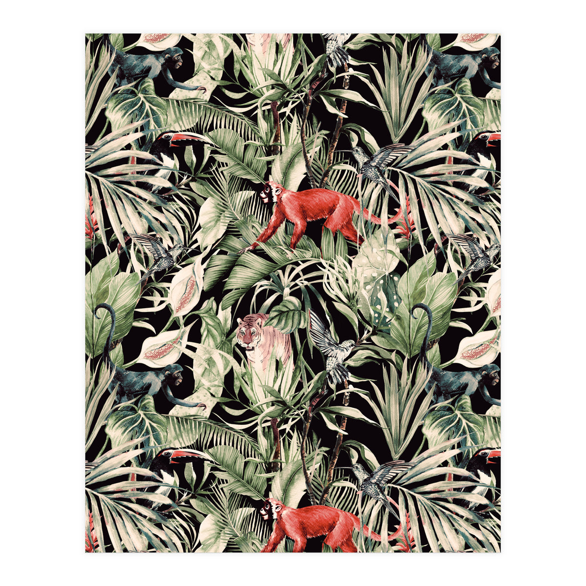 Animals In The Dark Of The Jungle (Print Only)