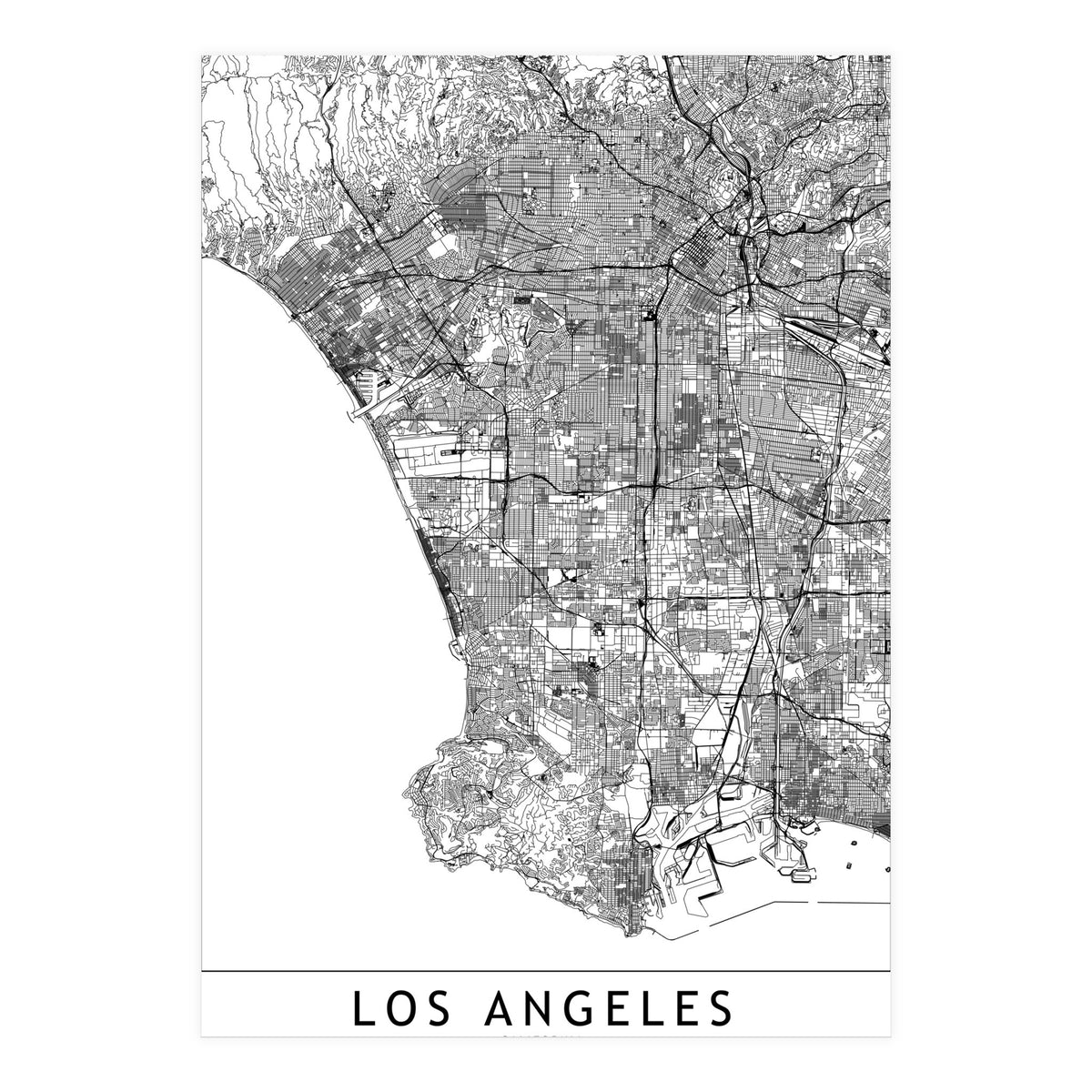 Los Angeles White Map (Print Only)