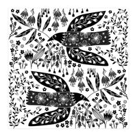 Doves And Flowers Black & White (Print Only)