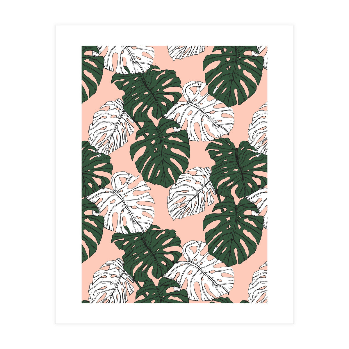 Hand drawing monstera pastel color (Print Only)
