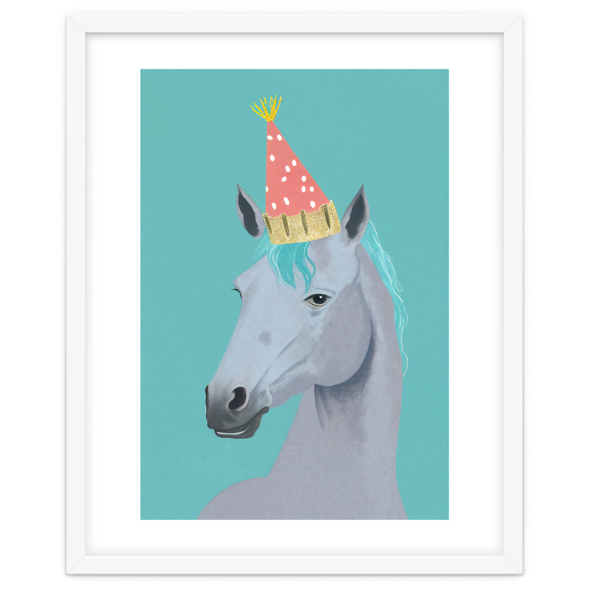 Horse with Party Hat Portrait