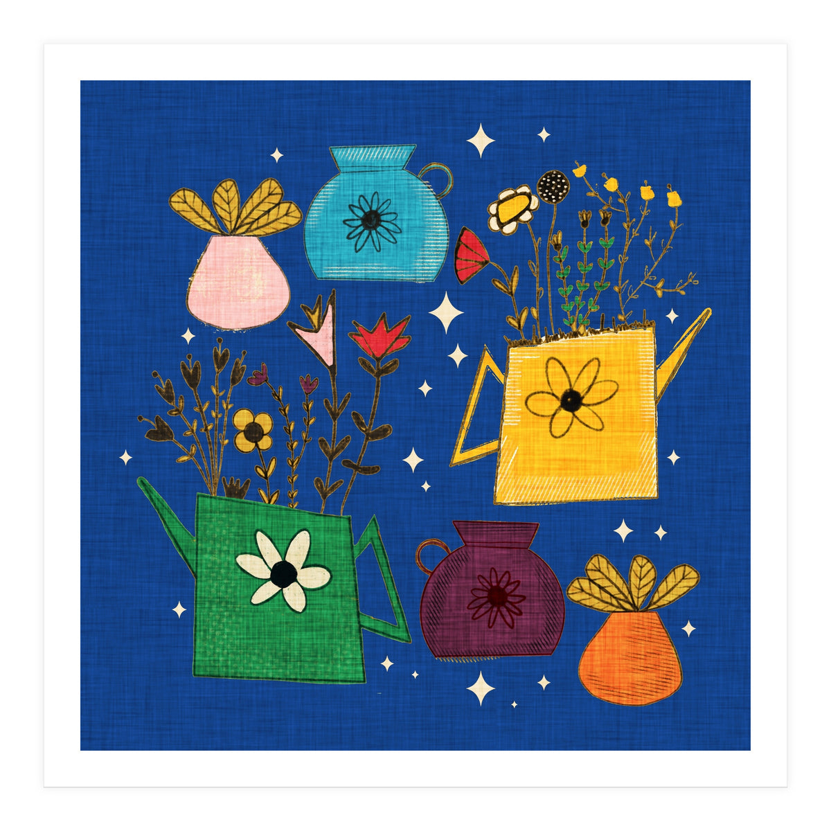 Gardening Dreams Night Blue  (Print Only)