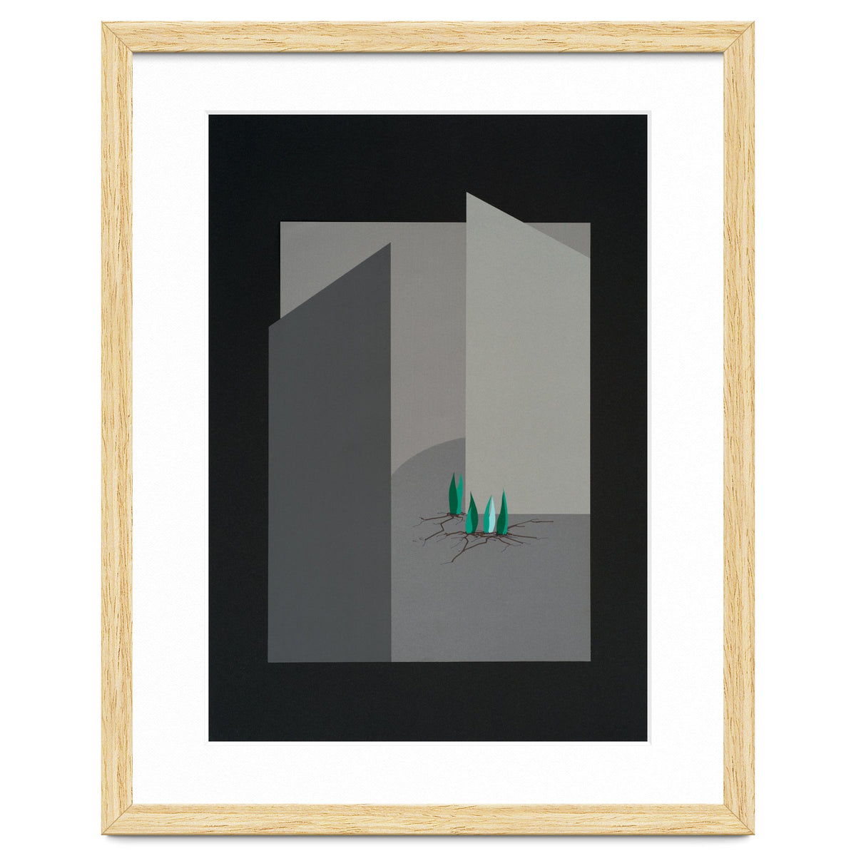 Small sprouts in concrete landscape.