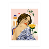 I Travel, I Become | Morocco Architecture Illustration, Bohemian Woman Tropical Sunflower Boho Palm  (Print Only) thumbnail