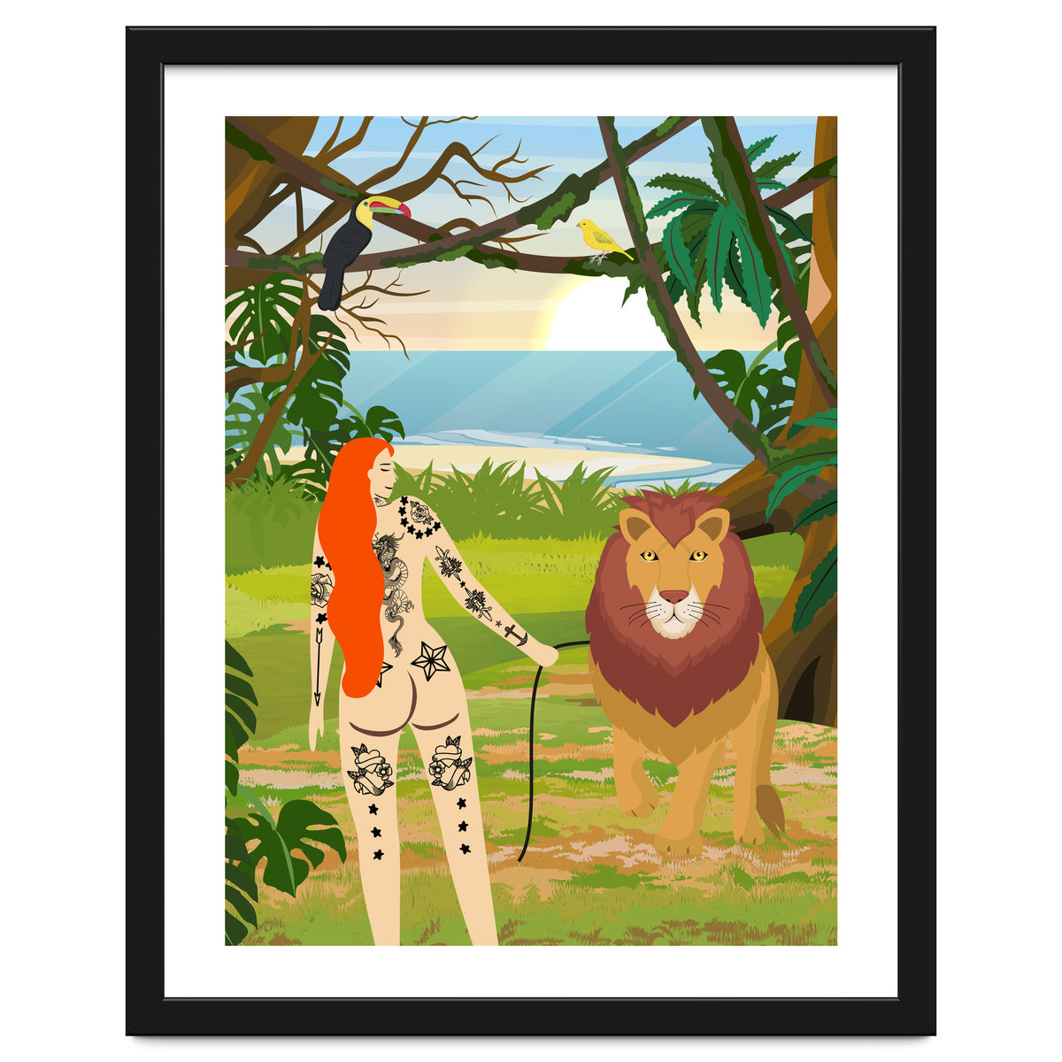 Tattooed Girl with Lion