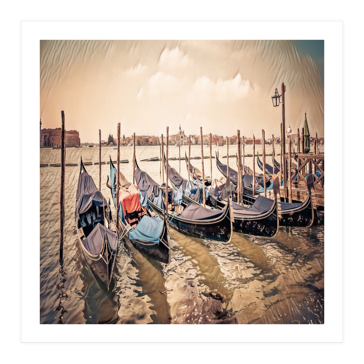 Several Gondolas boats, Colorful Italy  (Print Only)