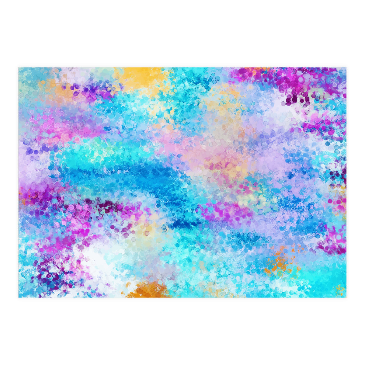 Mixed Emotions, Abstract Blue Colorful Painting, Eclectic Modern Bohemian Shapes Ocean (Print Only)