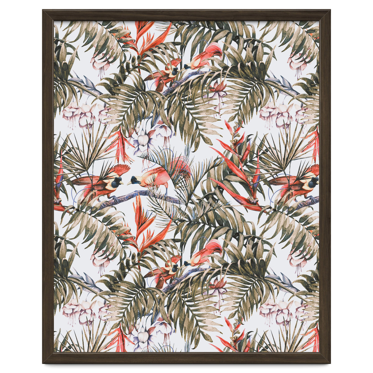 Exotic birds in the jungle paradise