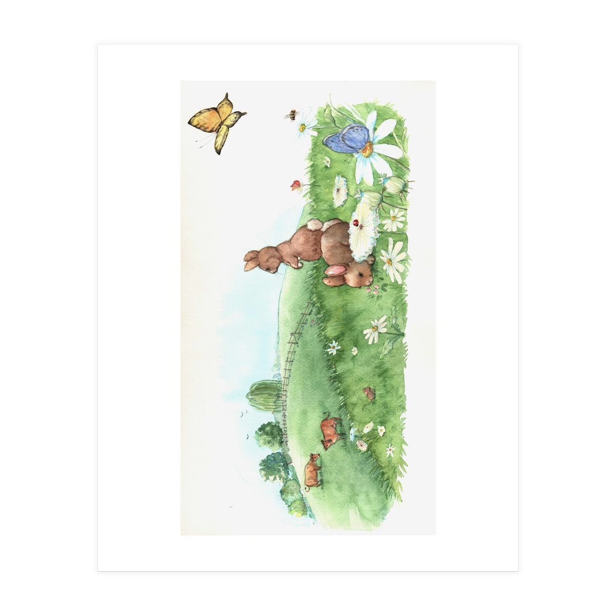 Bunnies In Field (Print Only)