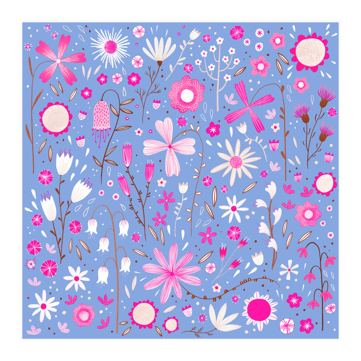 Fresh Flowers Blue (Print Only)