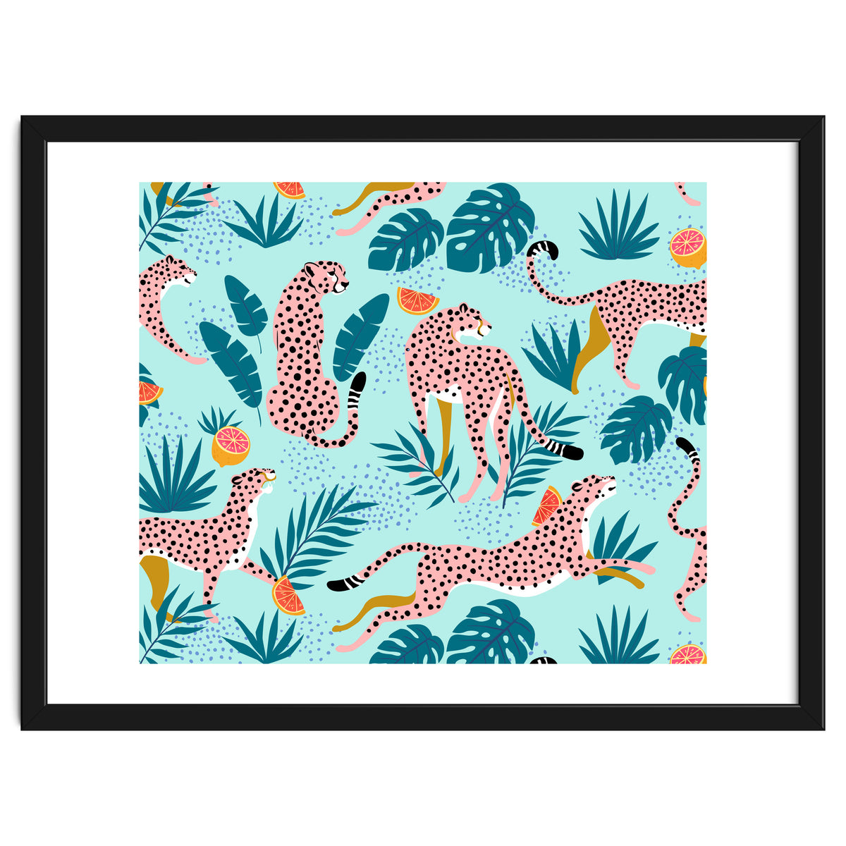 Cheetahs In The Grapefruit Grove, Tropical Jungle bohemian Wildlife, Tiger Wild Cat Nature Forest