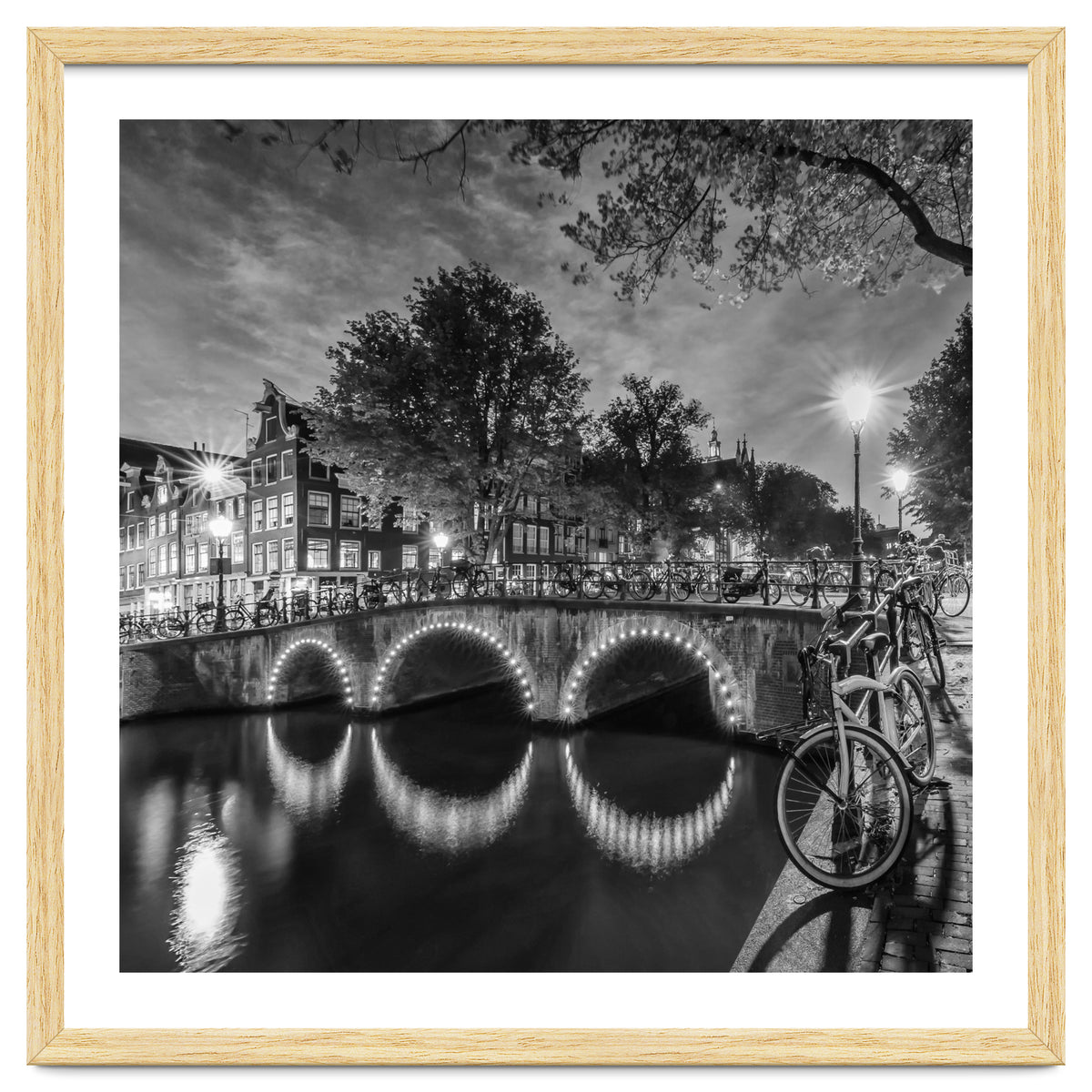 AMSTERDAM Idyllic nightscape from Keizersgracht | Monochrome