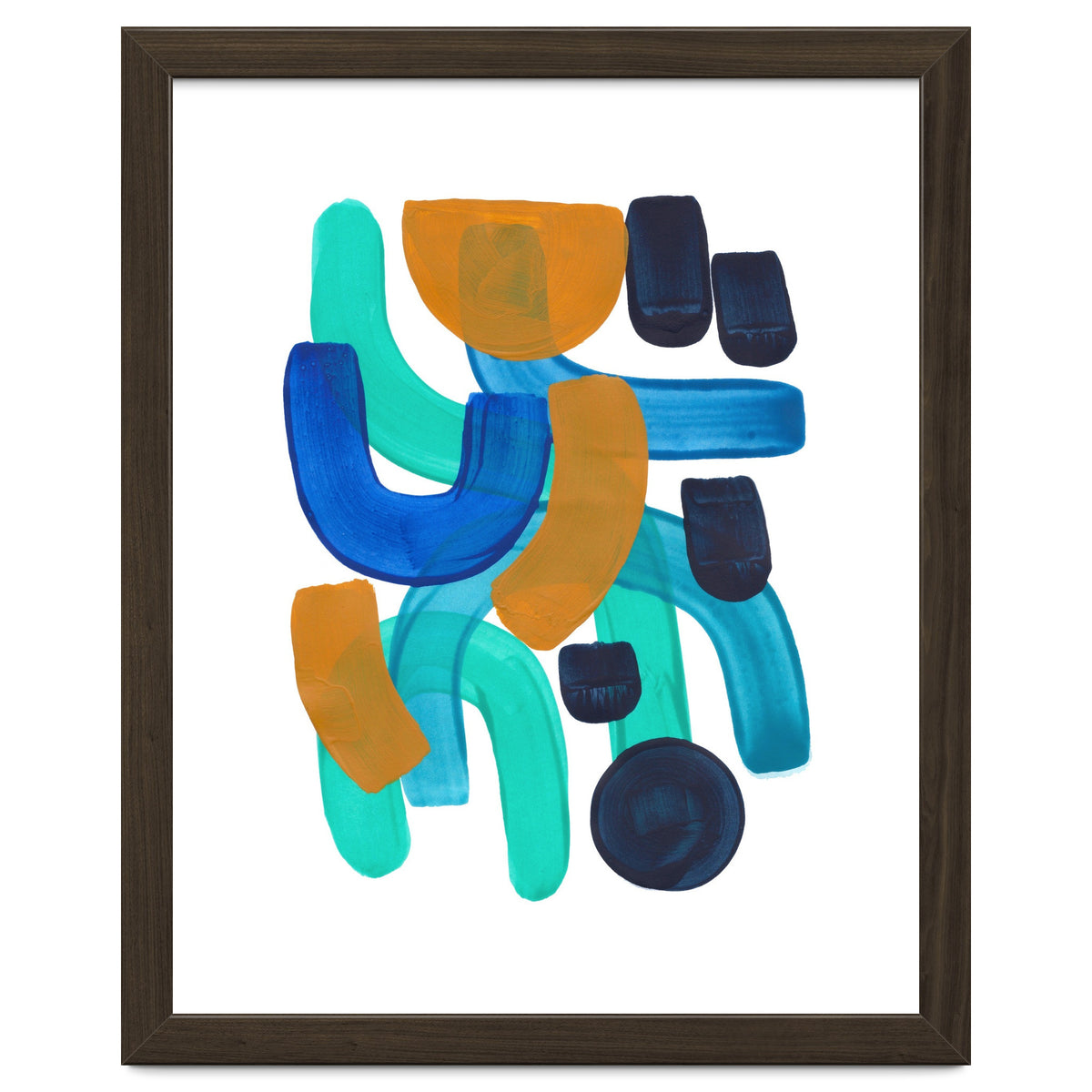 Fun Colorful Blue Turquoise Shape Yellow Accent