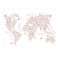 Typography World Map in Pink (Print Only)