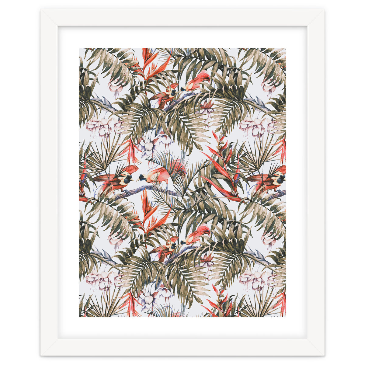 Exotic birds in the jungle paradise