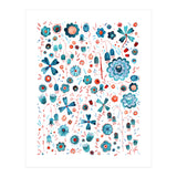 Turquoise Flower Mashup (Print Only) thumbnail