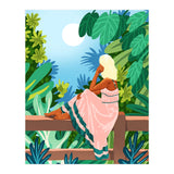 Forest Moon, Bohemian Woman Jungle Nature Tropical Colorful Travel Fashion Illustration (Print Only) thumbnail