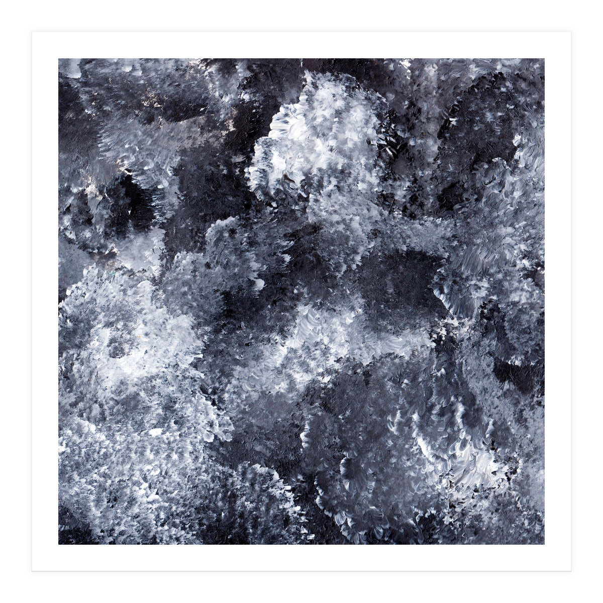 Modern Black White Acrylic Paint Brushstroke Ocean Waves (Print Only)