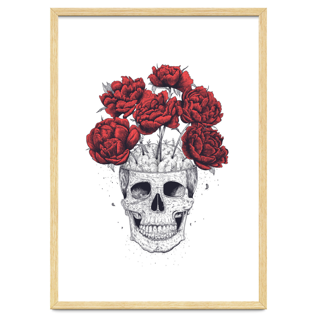 Skull With Peonies